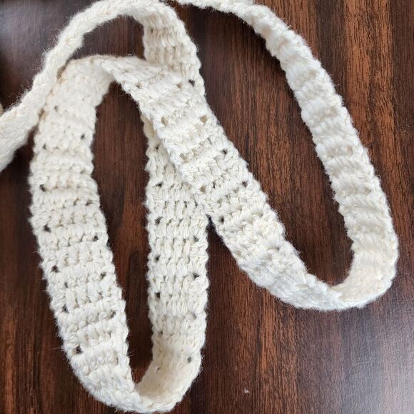 New Handmade Crochet Cotton Granny Square Crossbody Mini Bag Lined Purse Cream - Picture 10 of 11